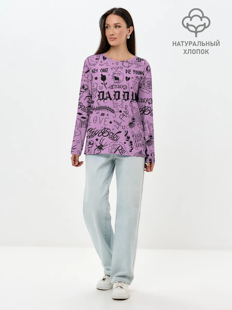 Лонгслив женский. Хлопок / Lil Peep Tattoo