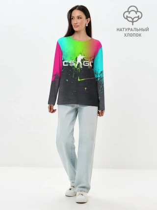 Лонгслив женский. Хлопок / Фосфор CS:Go