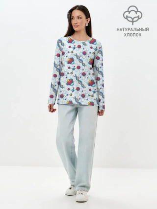 Лонгслив женский. Хлопок / Science art