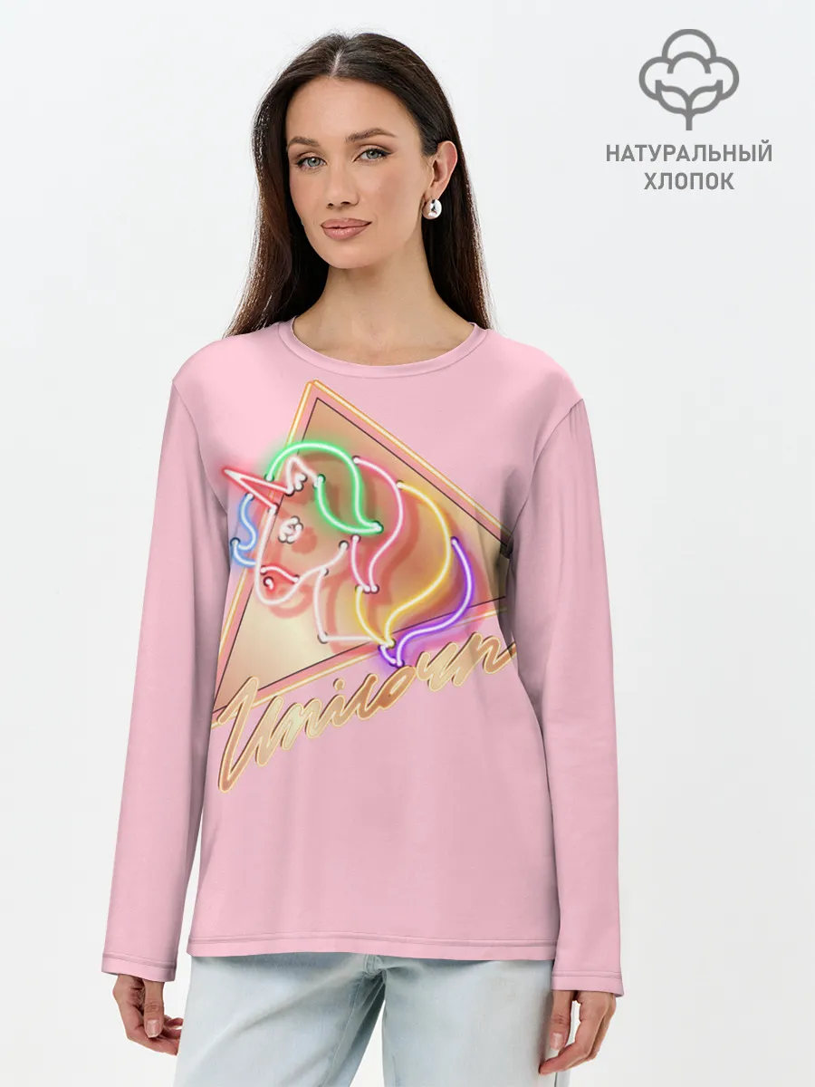 Лонгслив женский. Хлопок / Единорог