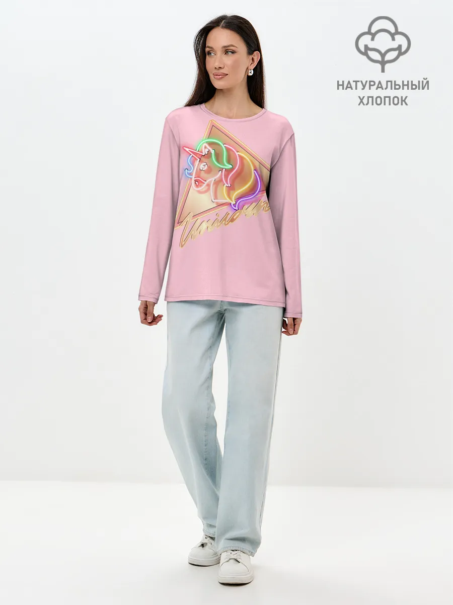 Лонгслив женский. Хлопок / Единорог