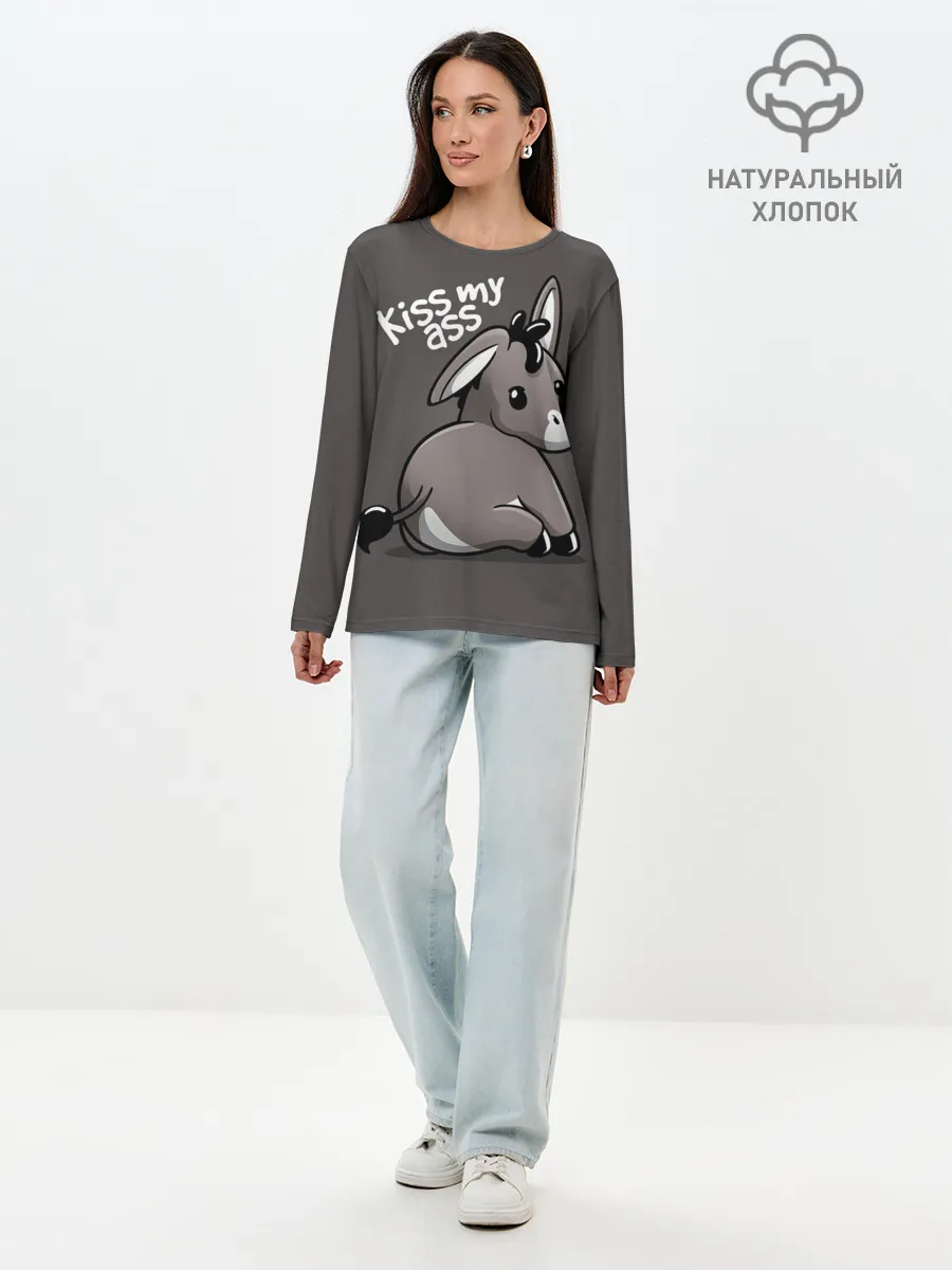 Лонгслив женский. Хлопок / Мягкий ослик
