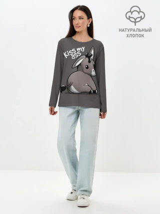 Лонгслив женский. Хлопок / Мягкий ослик