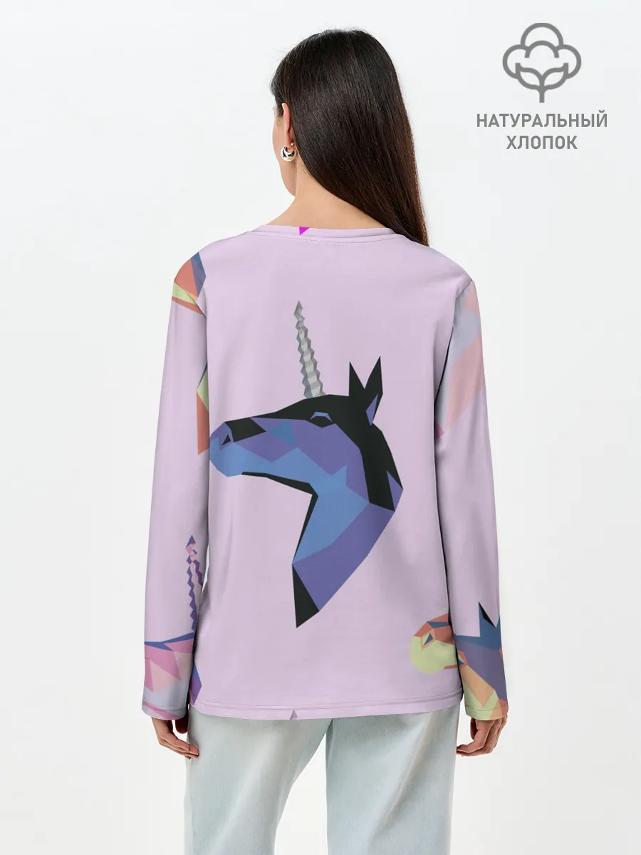 Лонгслив женский. Хлопок / Единорог