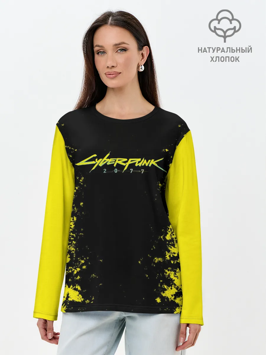 Лонгслив женский. Хлопок / CYBERPUNK 2077