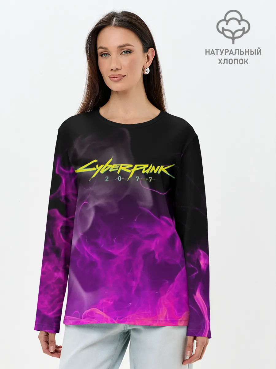 Лонгслив женский. Хлопок / CYBERPUNK 2077