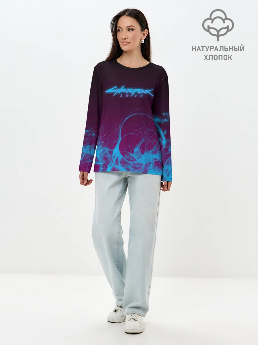 Лонгслив женский. Хлопок / CYBERPUNK 2077