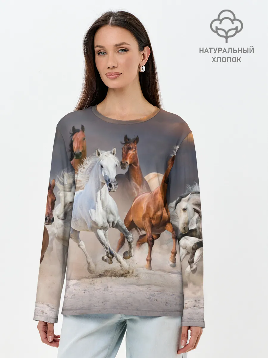 Лонгслив женский. Хлопок / Табун