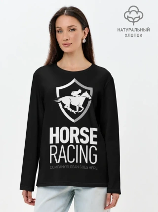 Лонгслив женский. Хлопок / Horse racing