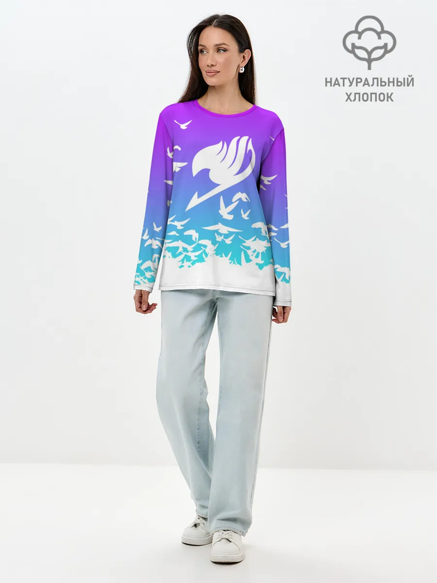 Лонгслив женский. Хлопок / Фейри Тейл птички