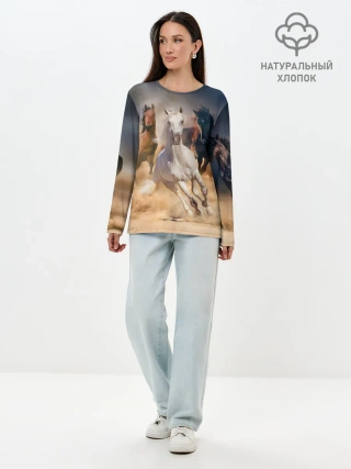 Лонгслив женский. Хлопок / Табун