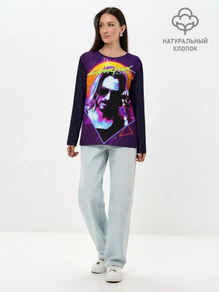 Лонгслив женский. Хлопок / Киану Ривз Cyberpunk 2077