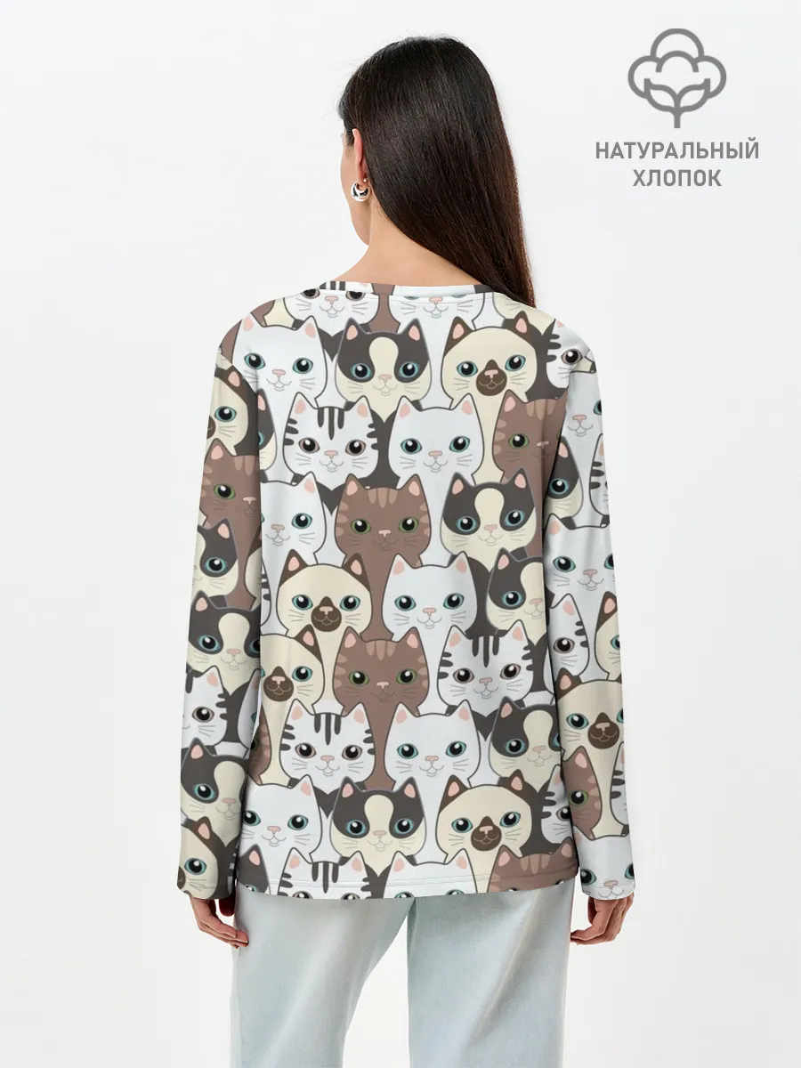 Лонгслив женский. Хлопок / Котики