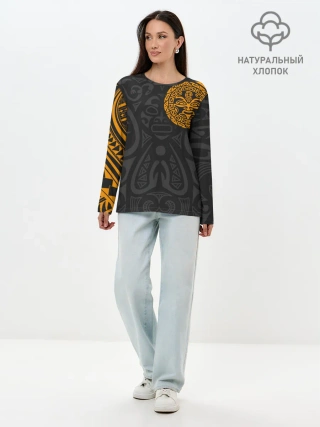 Лонгслив женский. Хлопок / Polynesian tattoo
