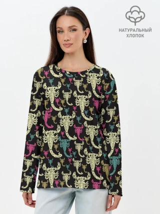 Лонгслив женский. Хлопок / Скорпионы