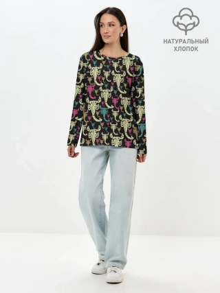 Лонгслив женский. Хлопок / Скорпионы