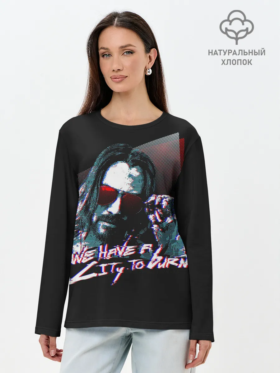 Лонгслив женский. Хлопок / Cyberpunk 2077