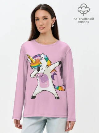 Лонгслив женский. Хлопок / Единорог
