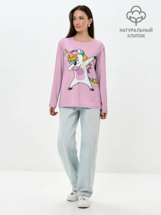 Лонгслив женский. Хлопок / Единорог