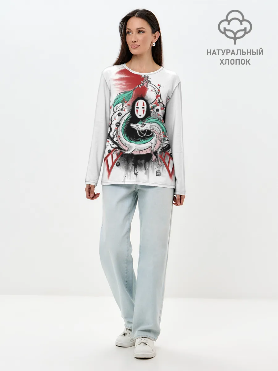 Лонгслив женский. Хлопок / Хаку обвивает Каонаси