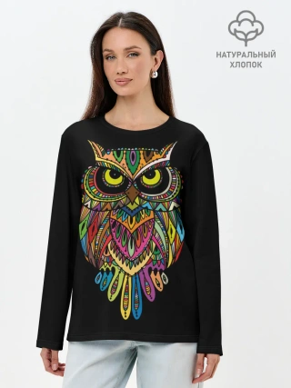 Лонгслив женский. Хлопок / Сова