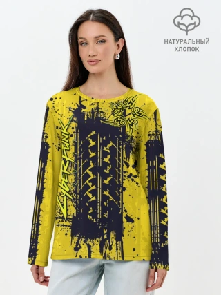 Лонгслив женский. Хлопок / CYBERPUNK 2077