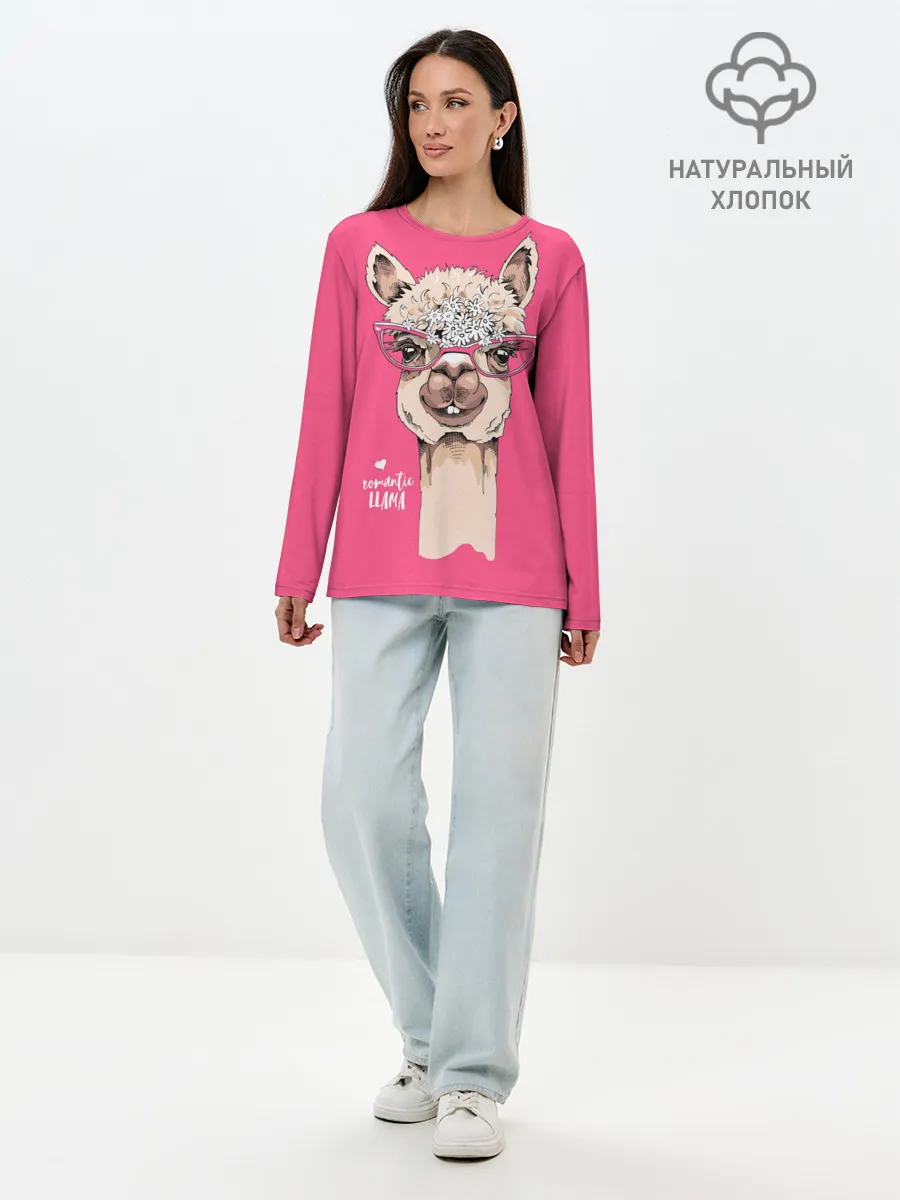 Лонгслив женский. Хлопок / Romantic llama