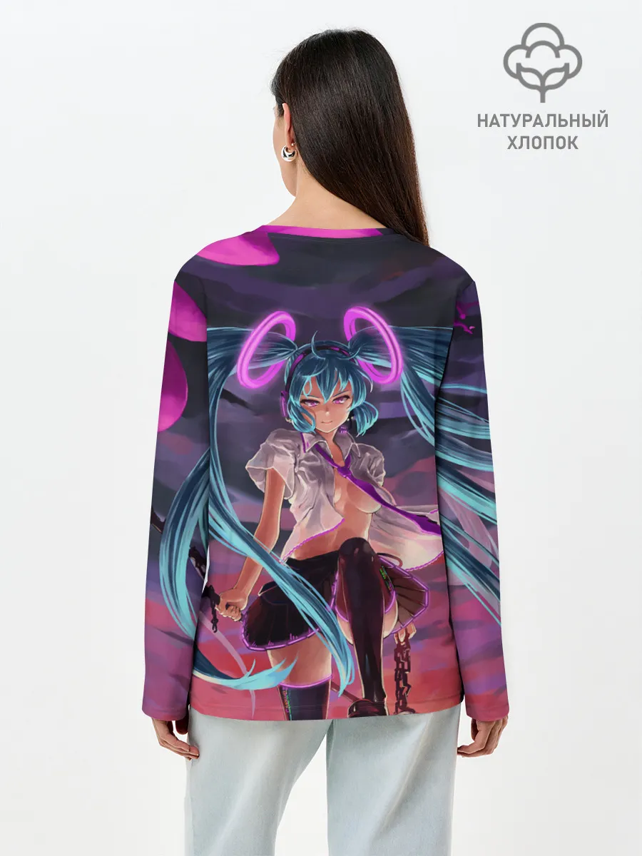 Лонгслив женский. Хлопок / Geisga Hatsune Miku