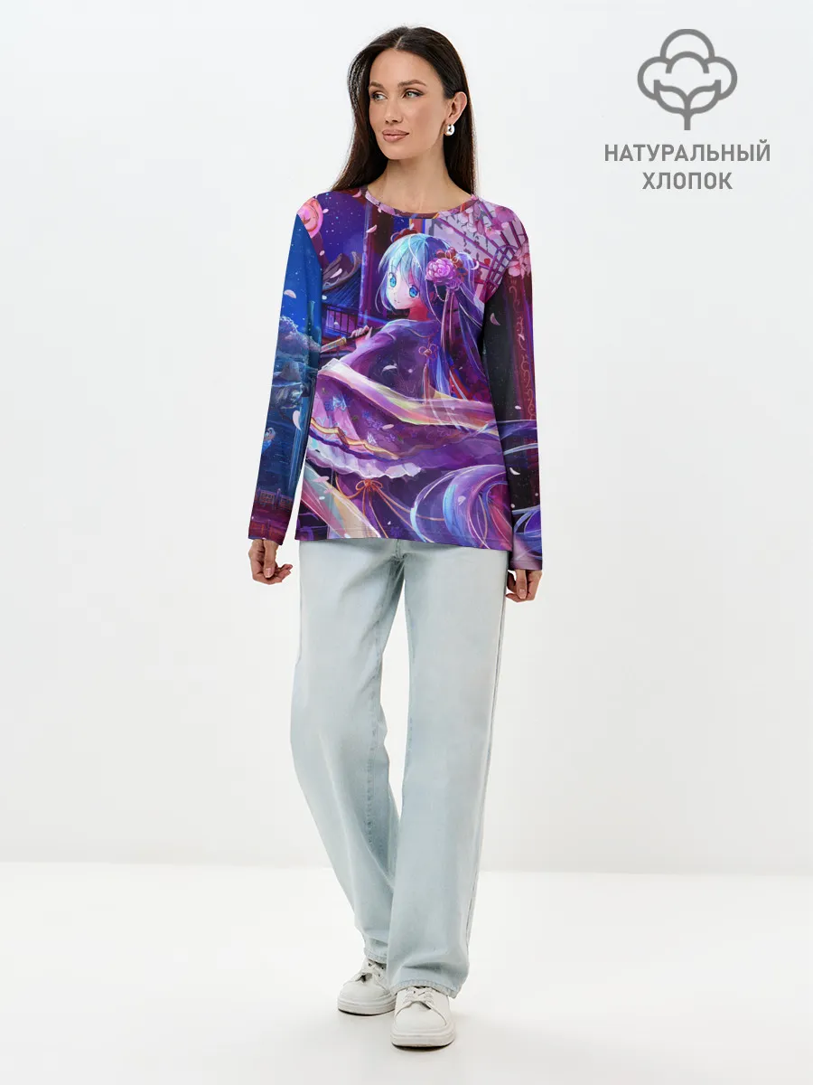 Лонгслив женский. Хлопок / Волшебная Хацуне Мику