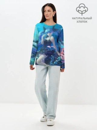 Лонгслив женский. Хлопок / Подводная Хацуне Мику