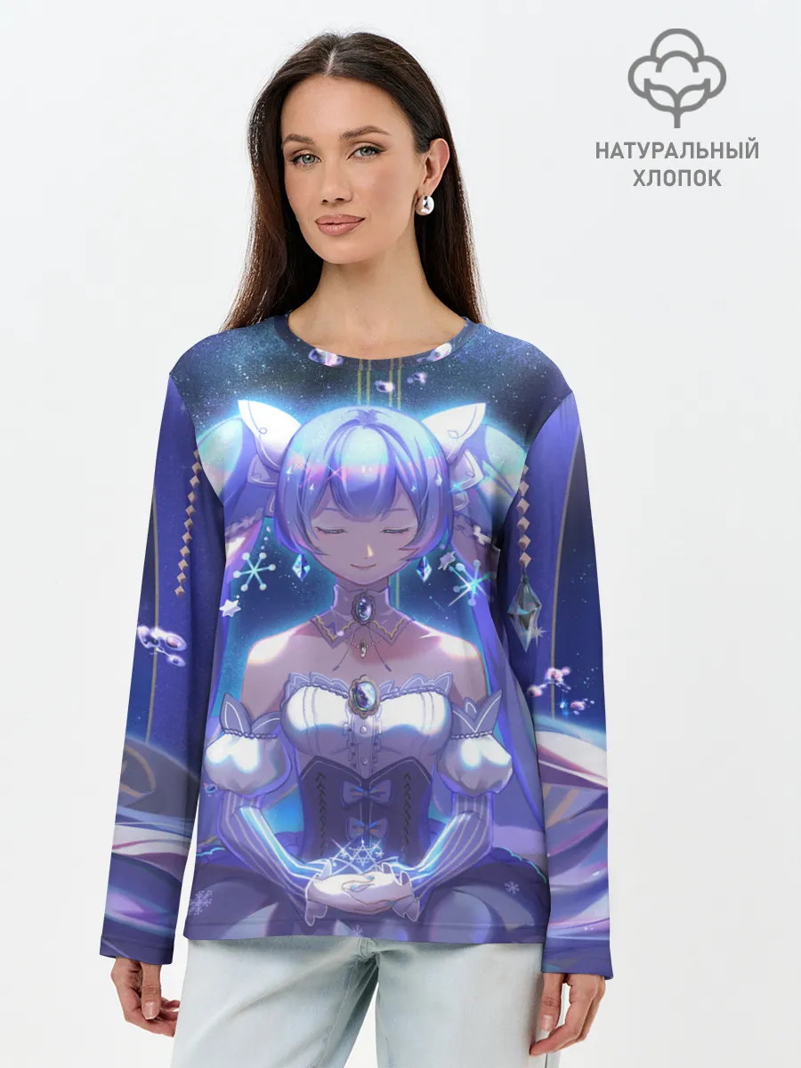 Лонгслив женский. Хлопок / Хатцуне Мику медитирует