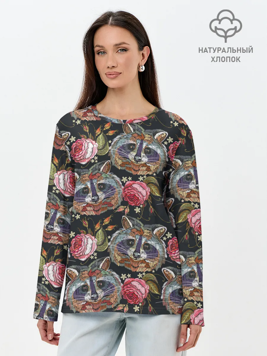 Лонгслив женский. Хлопок / Еноты