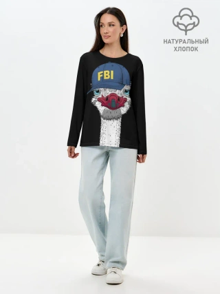 Лонгслив женский. Хлопок / FBI
