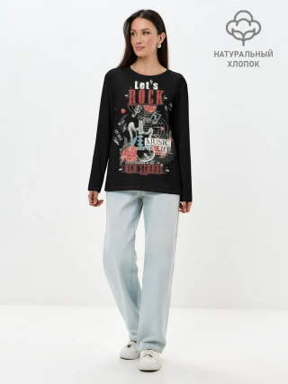 Лонгслив женский. Хлопок / Lets Rock
