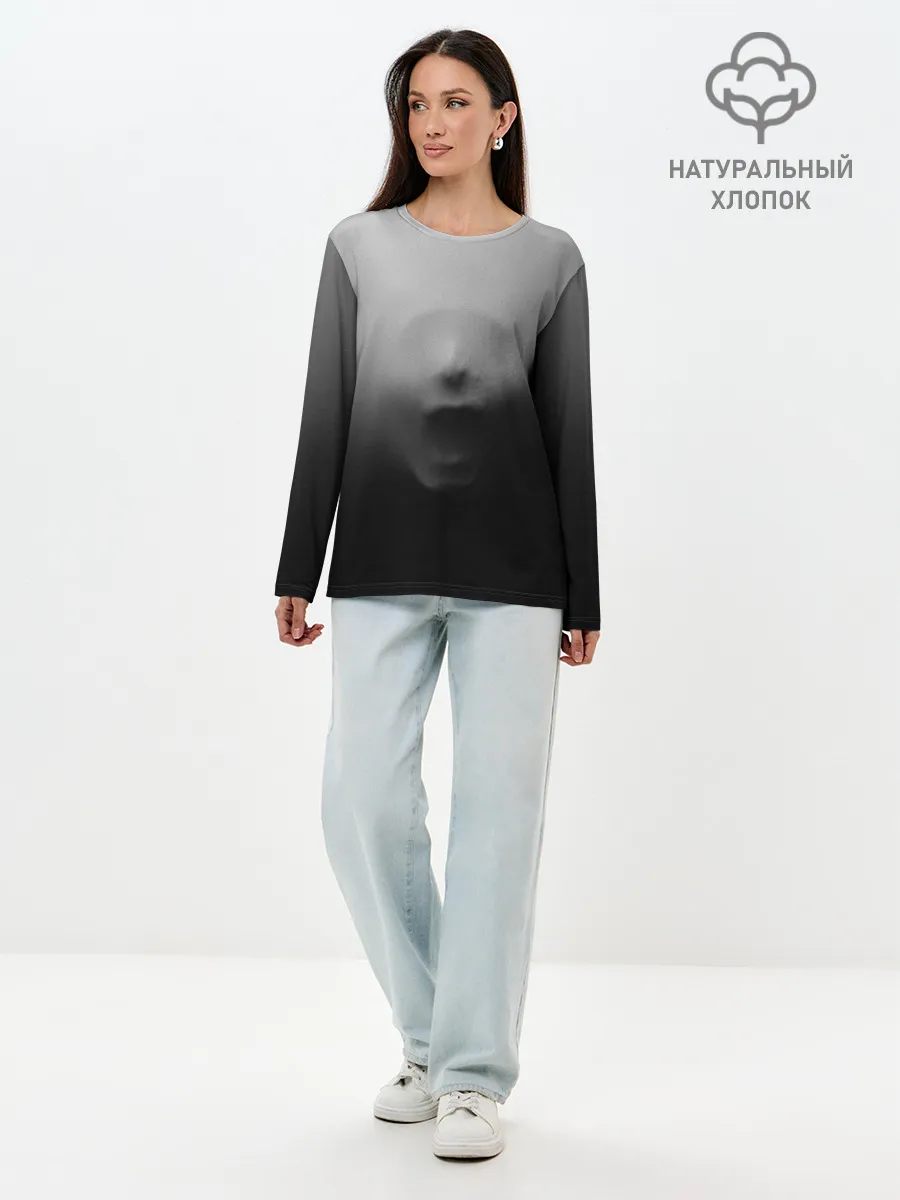 Лонгслив женский. Хлопок / Кричащее Лицо Внутри