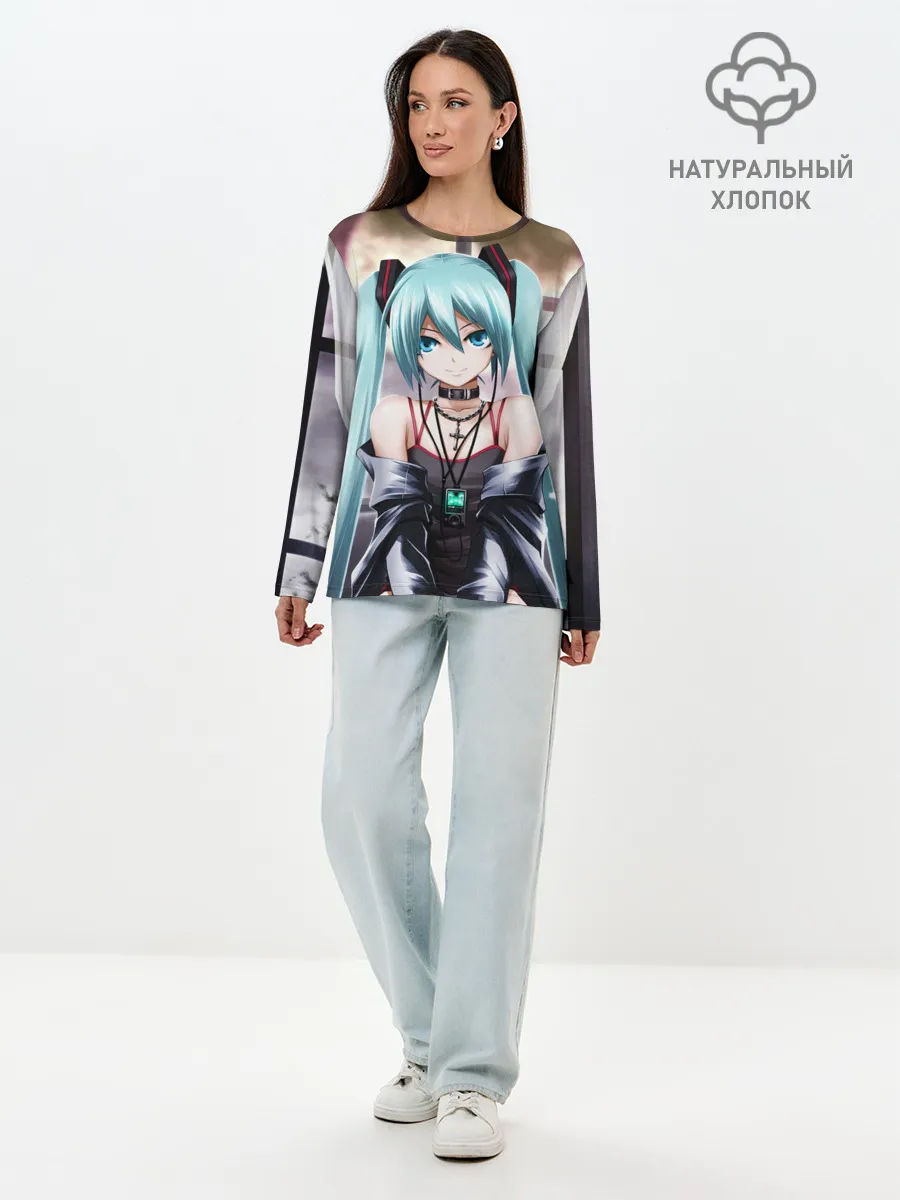 Лонгслив женский. Хлопок / Мику Хацунэ