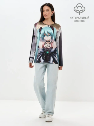 Лонгслив женский. Хлопок / Мику Хацунэ