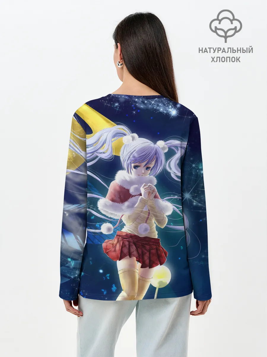 Лонгслив женский. Хлопок / Зайчик и Хацуне Мику