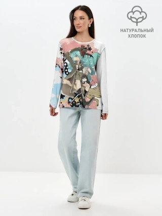 Лонгслив женский. Хлопок / Мику Хацунэ