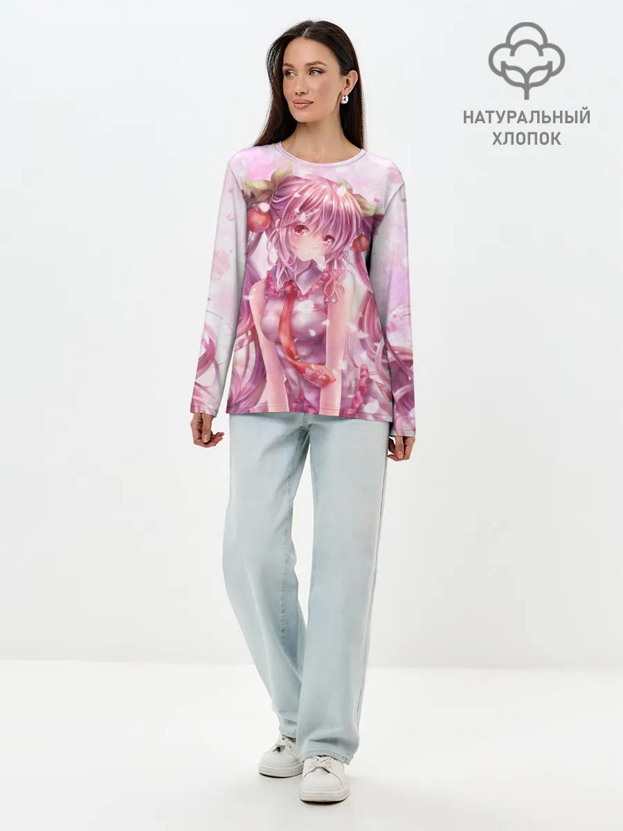 Лонгслив женский. Хлопок / Ванильная Hatsune Miku