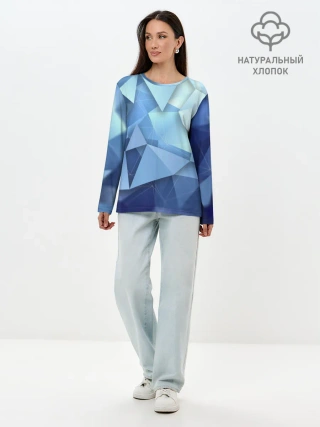 Лонгслив женский. Хлопок / абстракция