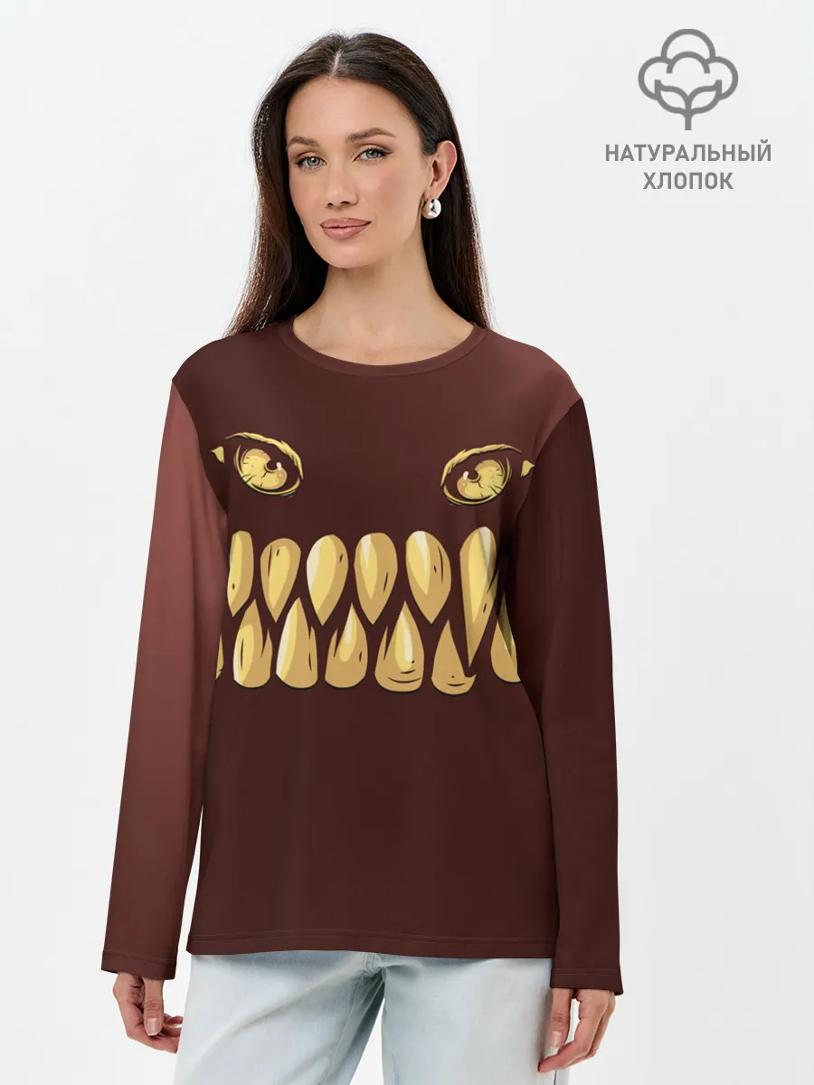 Лонгслив женский. Хлопок / Зубастик