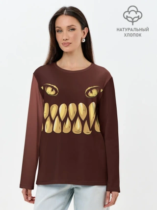 Лонгслив женский. Хлопок / Зубастик
