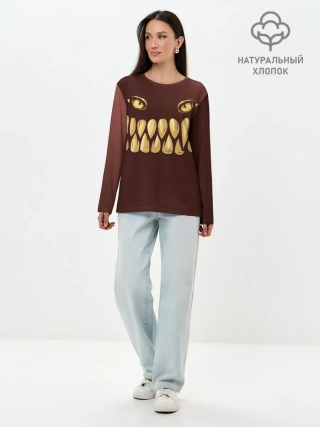 Лонгслив женский. Хлопок / Зубастик