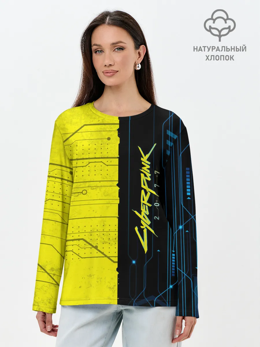 Лонгслив женский. Хлопок / CYBERPUNK 2077