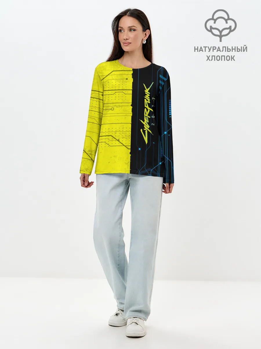 Лонгслив женский. Хлопок / CYBERPUNK 2077