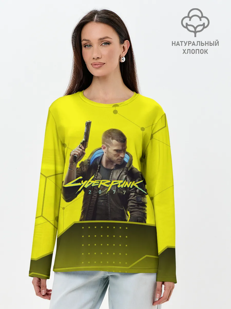 Лонгслив женский. Хлопок / CYBERPUNK 2077
