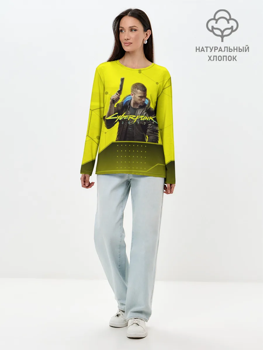 Лонгслив женский. Хлопок / CYBERPUNK 2077