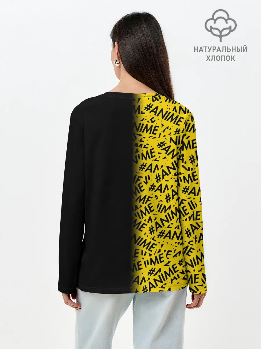 Лонгслив женский. Хлопок / ANIME pattern text