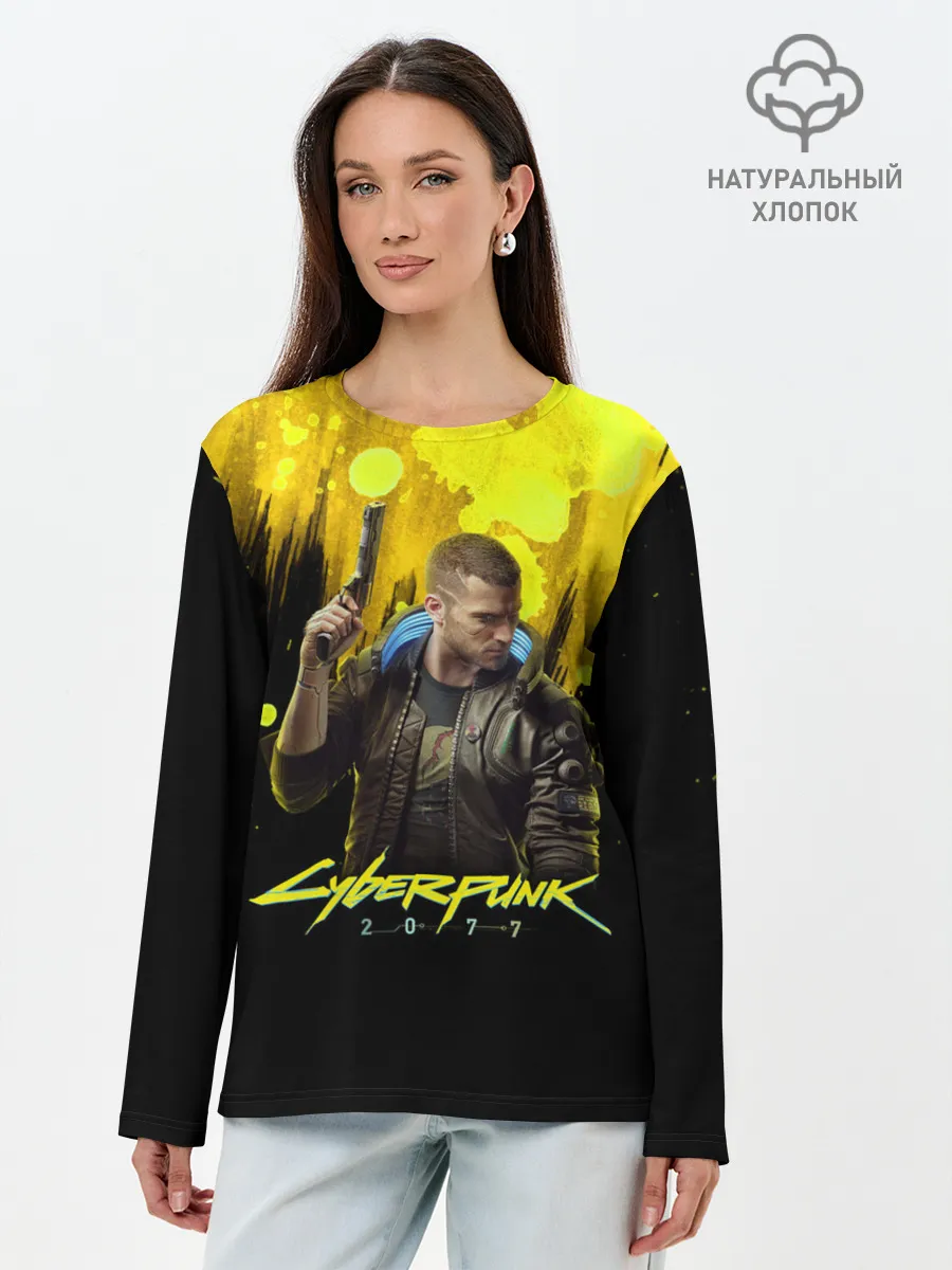 Лонгслив женский. Хлопок / CYBERPUNK 2077